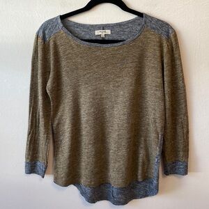 MADEWELL linen baseball style tee olive green and grey size S